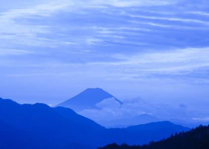 富士山, 云计算, 山, 伏尔甘, 景观, 蓝色, 晚上