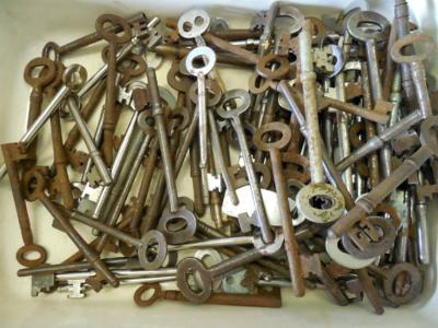 骨架, 钥匙, 古董, 安全, 年份, 锁, 金属