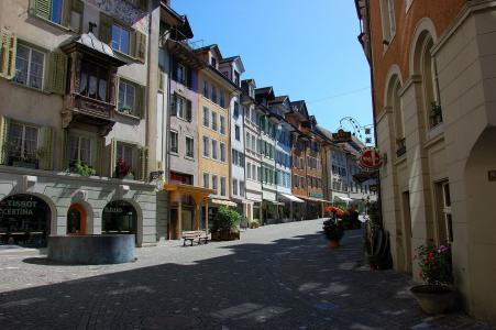 瑞士, bremgarten, 旧城, 夏季, 旅游, 城市断裂, 外墙