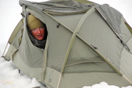 科迪亚克熊, 阿拉斯加, 雪, 冰, 冬天, 帐篷, 男子