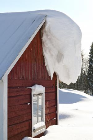 雪, 冬天, 房子, 漂移, 木屋, 建设, 在屋顶