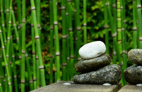 石头, 竹, 装饰, 花园, 水, 花园的池塘, 平衡