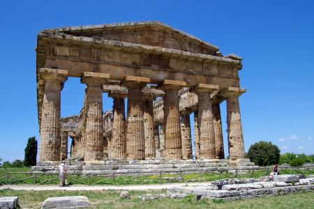 paestum, 萨勒诺, 意大利, 海王星神庙, 麦格纳 grecia, 古庙, 希腊寺庙