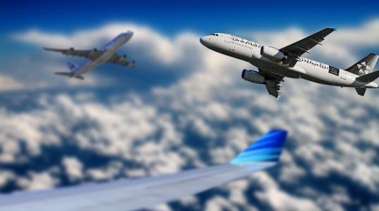 飞机, 天空, 飞, 蓝色, 航空, 旅行, 云计算