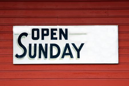 打开星期日标志, 标牌, 打开, 业务, 存储, 零售, 文本