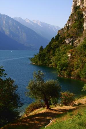 加尔达湖, 意大利, limone 萨尔, 假日, 夏季, 蓝色, 山脉