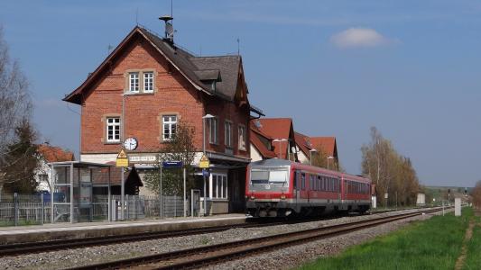 rammingen, vt 628 单位, 火车站, brenz 铁路, kbs 757, 铁路, 火车