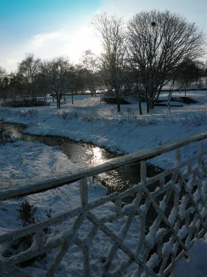 雪, 河, 冬天, 自然, 景观, 水, 桥梁