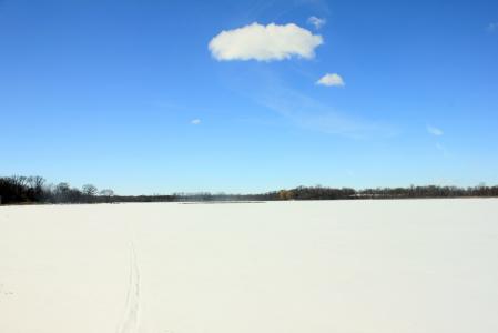 玛丽亚湖, 冻结, 冰, 雪, 景观, 冬天, 天空