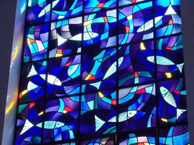 彩色玻璃, 彩绘玻璃窗, 鱼, 基督教的象征, 大教堂, 圣卡洛斯