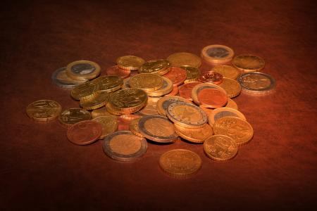 钱, 硬币, 欧元, 松散的变化, 金属货币, 硬币, 照明