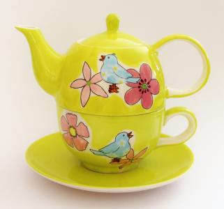 茶壶, 冬天, 杯, 茶, 绿色, 开花, 绽放