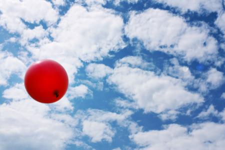 气球, 红色, 天空, 皮瓣离