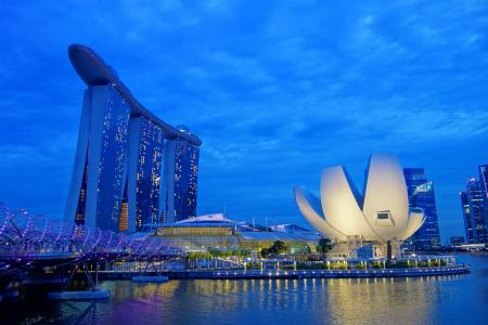 夜景, 酒店, 赌场, 晚上, 建筑, 滨海湾, 新加坡