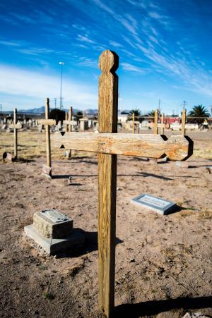 cementary, 十字架, 坟墓, 老公墓, 德克萨斯州, 蓝蓝的天空, 木制的十字架