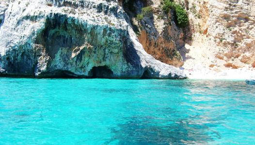 撒丁岛海滩, 透明的水, 海, 岩石, 蓝色的水, 水, 蓝色