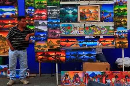 危地马拉, 拉丁美洲, 市场, 绘画, 拍卖, 艺术, 街道