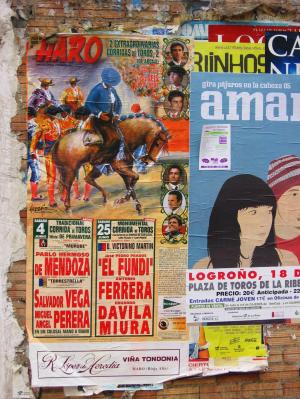 海报, 竞争, 公牛战斗, 西班牙, 墙上, 公告, 电源