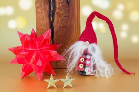 圣诞节, 星级, 折纸, 小矮人, 织物, 红色, 木材