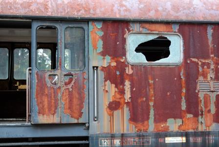 马车, 玻璃, 窗口, 火车站, 铁路, 老, 生锈