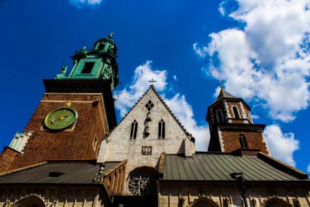 波兰, 大教堂, 天堂, 云彩, 蓝色, 天空, 蓝蓝的天空