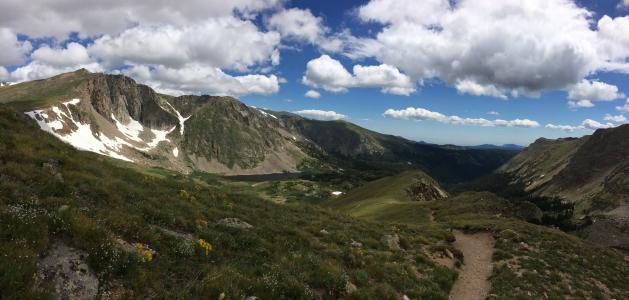 高山, 徒步旅行, 科罗拉多州, 夏季, 蓝色, 天空, 山