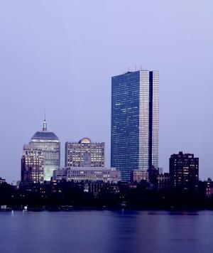 波士顿, 马萨诸塞州, 天际线, 城市, 灯, 反思, 建筑
