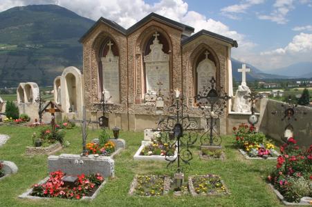 南蒂罗尔, 奥兹的, 意大利, 老公墓, 陵墓的石头, 十字架, 隐窝