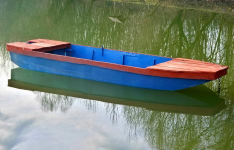 小船, 水, 蓝红, 湖, pomd, 木材, 空白