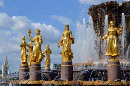 人民的友谊喷泉, 开展, 苏联, 苏联, 建筑, 莫斯科, 俄罗斯