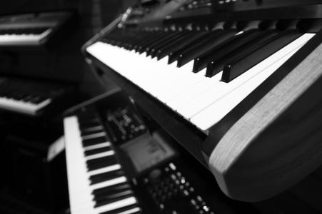 备注, 音乐, 钢琴, 键盘, 白色, 黑色, 钥匙