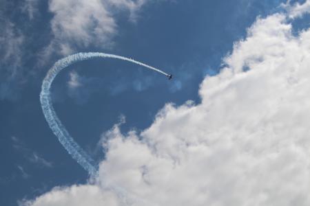 云彩, 飞机, 特技飞行, 循环播放, 天空, 飞, 蓝色