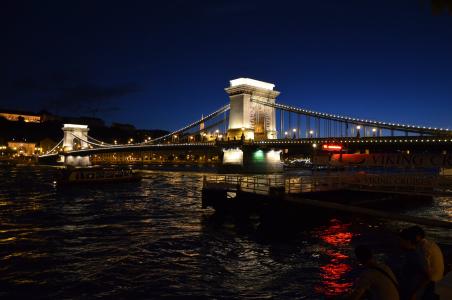 链桥, 多瑙河, 布达佩斯, 桥梁, 晚上