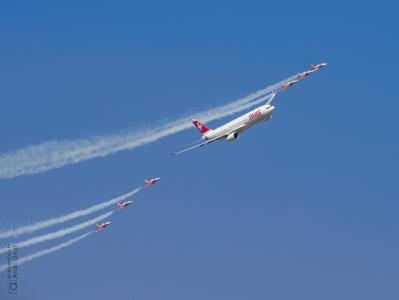 客运飞机, 喷气式战斗机, flugshow, 瑞士航空公司, 瑞士巡逻