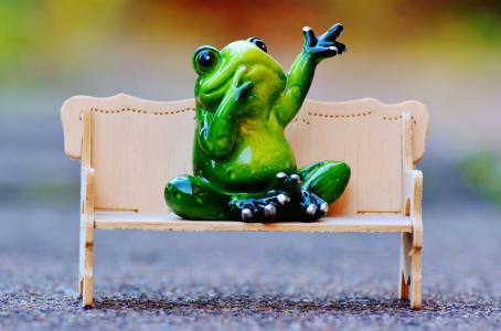 青蛙, 板凳, 弛豫, 休息, 有趣, 可爱, 图