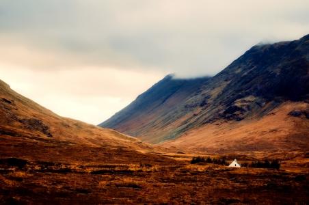 苏格兰, 高地, 山脉, 日出, 雾, 自然, 户外