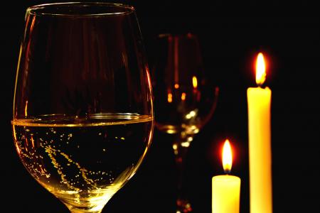 浪漫, 浪漫的晚餐, 葡萄酒, 白葡萄酒, 碗里, 杯酒, 杯白葡萄酒