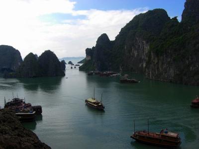 越南, 下龙湾, 水, 山脉, 船舶, 小船, 森林