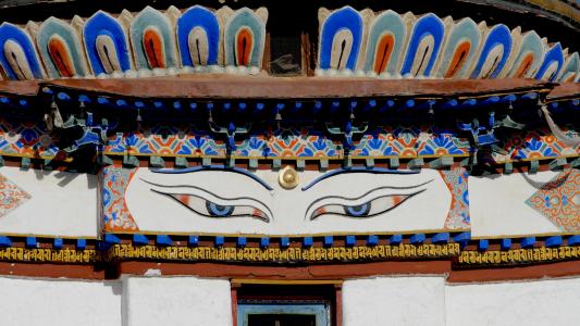 西藏, 佛教, 修道院, 眼睛, 手表, 观察, 建筑