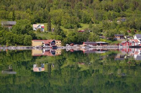 挪威, 假日, 景观, 峡湾, 夏季, 镜像, 水