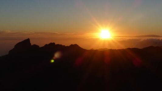 日落, teno 山脉, 太阳, 回光, 特内里费岛, 加那利群岛, 通过