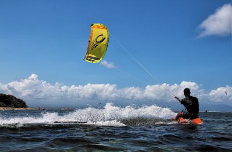 风筝冲浪, 巴厘岛, 沙努尔, 游泳, 行动, 风, 波