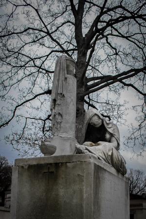 公墓, 神父, 死亡, 巴黎, 雕像, 纪念碑, 灰色天