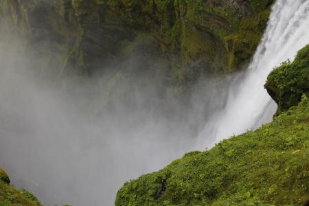 瀑布, 景观, 顶视图, 冰岛