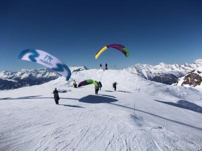 瑞士, 韦尔比耶, 滑雪, 滑翔伞, 蓝色, 高山, 雪