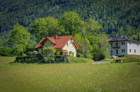 奥地利, 字段, 树木, 自然, 小木屋, 小屋, 蓝色绿色