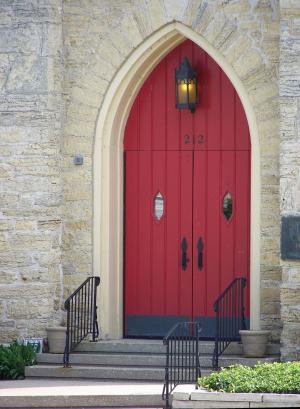 门, 红色, 教会, 石雕, 砌体, 入口, 打开