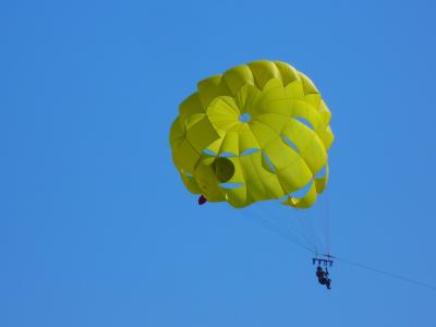 滑翔伞, 可控跳伞, 高, 降落伞, 飞, 鸟瞰图, 滑翔伞