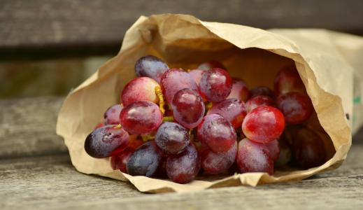 葡萄, 红葡萄, 袋, 蓝色的葡萄, 水果, 水果, 食物和饮料
