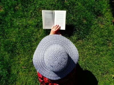 帽子, 阅读, 夏季, 放松, 书籍, 草, 书